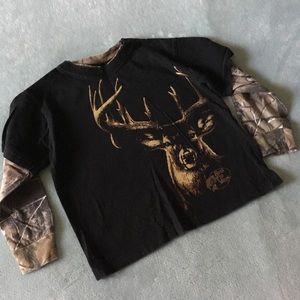 Bass Pro Shop Deer Shirt with Camo Sleeves